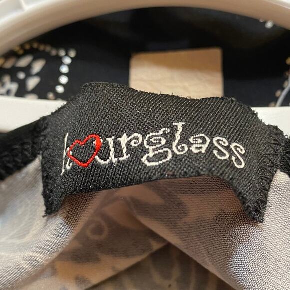 Hourglass Black Floral Dress Deep V-Neck Sz 18/20 Y2K Dramatic Waist Detail - Picture 5 of 7